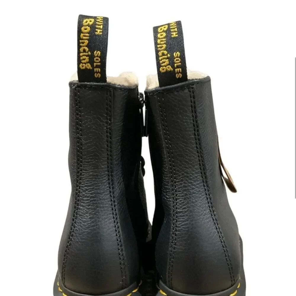 Dr Marten’s Men's Women's Jadon III Pisa Leather Platform Black Boots Size 7 NEW